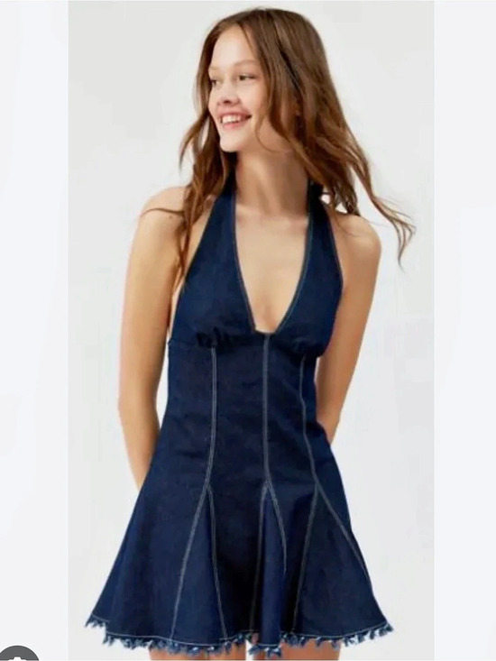 Kimchi Blue Dresses & Skirts - Kimchi Blue Hailey Halter Denim mini dress.